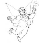 Dibujo para colorear Hombre Con Alas De Mariposa Para Colorear Viejo Gordo Manplor
