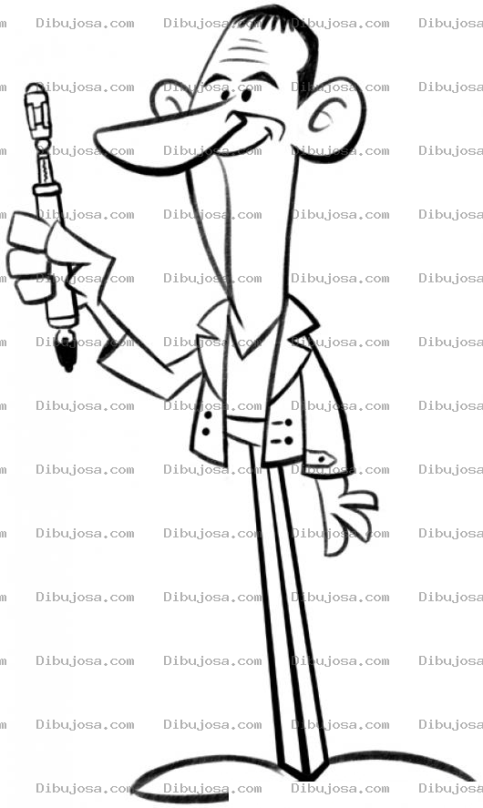 Dibujo para colorear Dibujo De Hombre Flaco Con Una Pluma Para Colorear