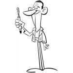 Dibujo para colorear Dibujo De Hombre Flaco Con Una Pluma Para Colorear