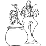 Dibujo para colorear Colorear Bruja Cocinando