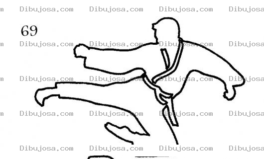 Dibujo para colorear Dibujo De Karateca Tirando Una Patada Voladora Para Pintar Y Colorear