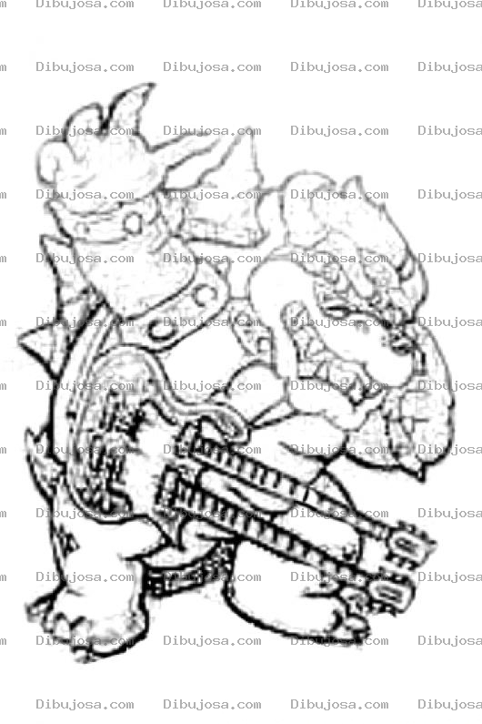 Dibujo para colorear Colorear Dragon Bowser Con Guitarra