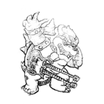 Dibujo para colorear Colorear Dragon Bowser Con Guitarra