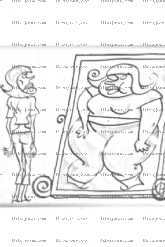 Dibujo para colorear Como Se Mira Una Mujer En El Espejo Para Pintar Y Colorear