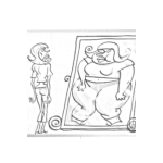 Dibujo para colorear Como Se Mira Una Mujer En El Espejo Para Pintar Y Colorear