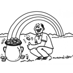 Dibujo para colorear Olla De Monedas De Oro Al Final Del Arcoiris Para Pintar Y Colorear