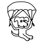Dibujo para colorear Perro Paracaidista Para Pintar Y Colorear Chucho En Paracaidas