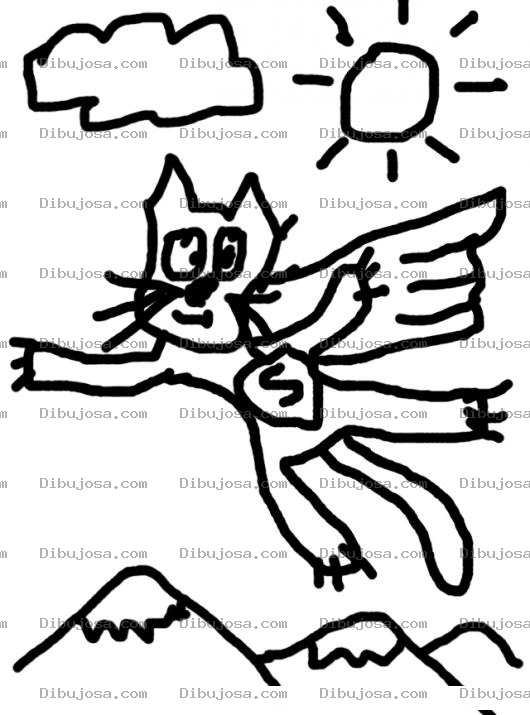 Dibujo para colorear Elgatovolador Dibujo Del Gato Volador Para Colorear Y Pintar