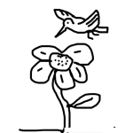 Dibujo para colorear Dibujo De Una Flor Con Un Colobri Para Colorear