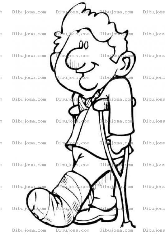 Dibujo para colorear Colorear hombre quebrado con muletas