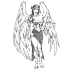 Dibujo para colorear Mujer Con Alas De Aguila Para Colorear