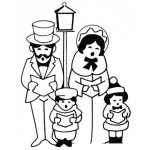 Dibujo para colorear Colorear Familia Cantando En Coro Villancicos De Navidad