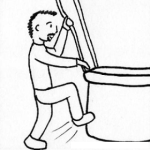 Dibujo para colorear Hombre Subiendo A La Canasta De Un Globo Aerostatico Para Pintar Y Colorear
