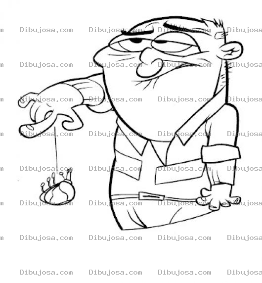 Dibujo para colorear Viejo Jugando Yoyo Con Un Escarabajo Para Pintar Y Colorear
