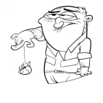 Dibujo para colorear Viejo Jugando Yoyo Con Un Escarabajo Para Pintar Y Colorear
