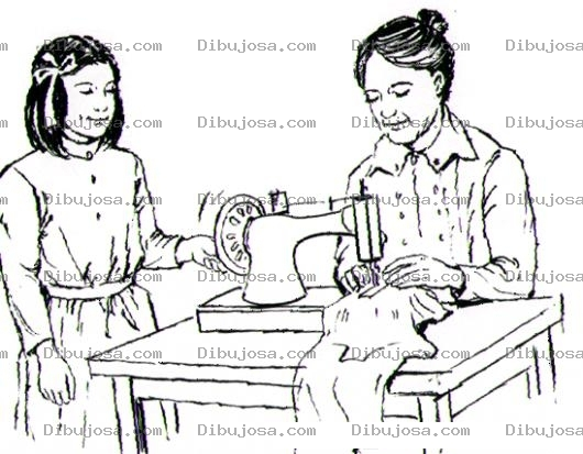 Dibujo para colorear Dibujo De Mama Costurera Para Pintar Y Colorear Mujer Con Maquina De Coser