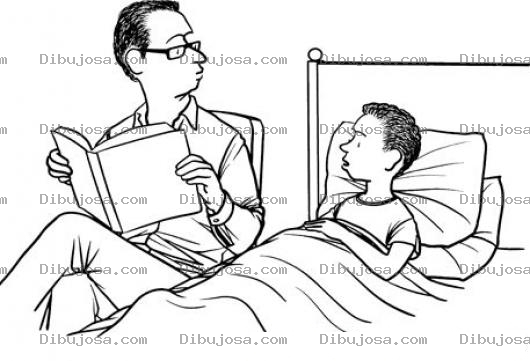 Dibujo para colorear Dibujo De Papa Leyendo Un Cuento A Su Hijo Para Pintar Y Colorear
