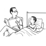 Dibujo para colorear Dibujo De Papa Leyendo Un Cuento A Su Hijo Para Pintar Y Colorear