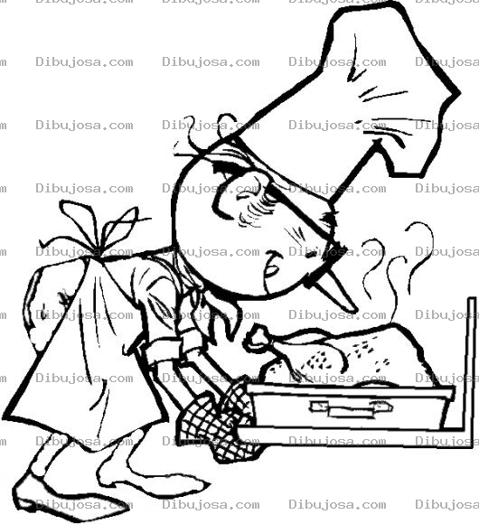 Dibujo para colorear Pavo Horneado Saliendo Del Horno Para Pintar Y Colorear