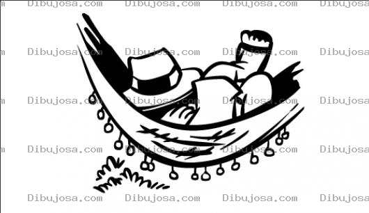 Dibujo para colorear Hombre Descansando En Hamaca Para Colorear