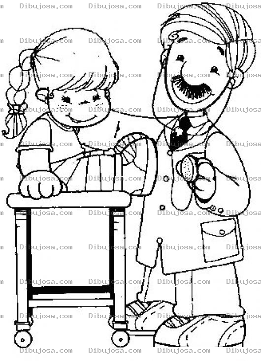 Dibujo para colorear Dibujo De Pediatra Con Una Nina Para Pintar Y Colorear