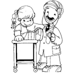 Dibujo para colorear Dibujo De Pediatra Con Una Nina Para Pintar Y Colorear
