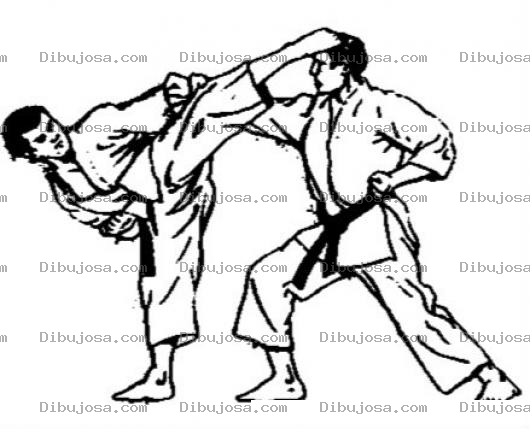Dibujo para colorear Patada De Karate En La Cara Para Pintar Y Colorear