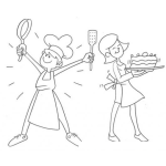 Dibujo para colorear Mujeres Pasteleras Para Pintar Y Colorear Cocinera Y Ayudante