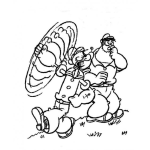 Dibujo para colorear Dibujo De Popeye A Punto De Pegarle A Brutus En La Cara Para Colorear