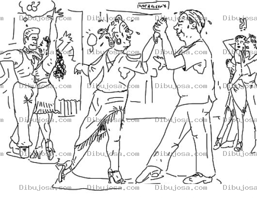 Dibujo para colorear Parejas Bailando En La Calle Para Colorear