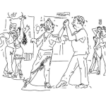 Dibujo para colorear Parejas Bailando En La Calle Para Colorear