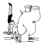 Dibujo para colorear Elefante Parado En Dos Patas Con Entrenador De Circo Para Colorear