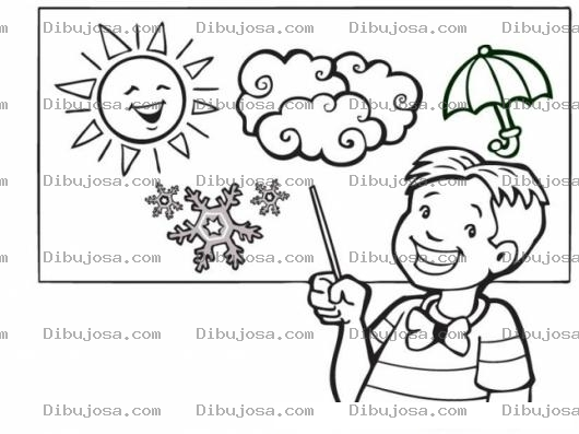 Dibujo para colorear Dibujo De Nino Exponiendo Sobre El Clima Para Colorear