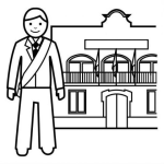 Dibujo para colorear Colorear Presidente Frente Al Palacio Nacional