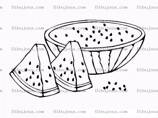 Dibujo para colorear Dibujo De Sandia Partida Para Pintar Y Colorear