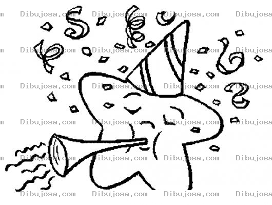 Dibujo para colorear Colorear Estrella Cumpleanera Con Trompeta Y Cucurucho Para Pintar
