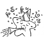 Dibujo para colorear Colorear Estrella Cumpleanera Con Trompeta Y Cucurucho Para Pintar