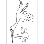 Dibujo para colorear Ciguena llevando a un bebe