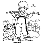 Dibujo para colorear Granjerito Para Colorear Dibujo De Nino Granjero Con Un Gusano Para Pintar