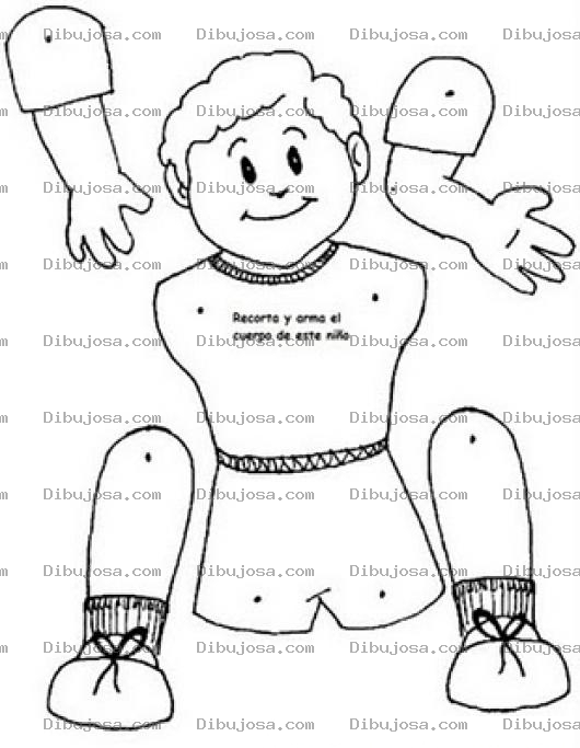 Dibujo para colorear Nino Recortable Dibujo De Un Nino Con Brazos Y Piernas Moviles Para Recortar Pintar Y Unir Con Alfileres