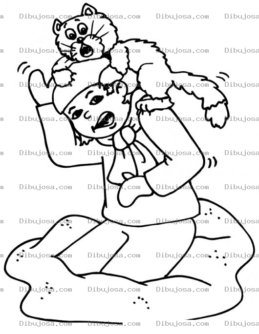 Dibujo para colorear Gato Sobre La Cabeza Para Colorear