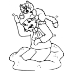 Dibujo para colorear Gato Sobre La Cabeza Para Colorear