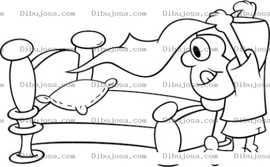 Dibujo para colorear Dibujo De Nino Haciendo Su Cama Para Pintar Y Colorear