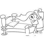 Dibujo para colorear Dibujo De Nino Haciendo Su Cama Para Pintar Y Colorear