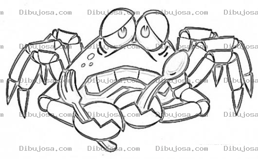 Dibujo para colorear Cangrejo Con Tenedor Y Cuchara Para Colorear