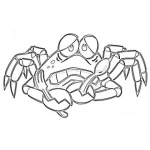 Dibujo para colorear Cangrejo Con Tenedor Y Cuchara Para Colorear