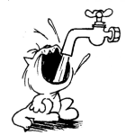 Dibujo para colorear Dibujo De Gato Tomando Agua Del Chorro Para Pintar Y Colorear