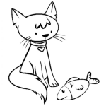 Dibujo para colorear Gato Con Pescado Para Colorear