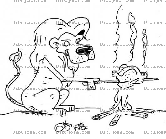Dibujo para colorear Dibujo De Leon Cocinando Un Pollo Para Pintar Y Colorear