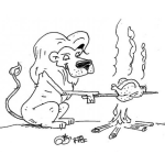 Dibujo para colorear Dibujo De Leon Cocinando Un Pollo Para Pintar Y Colorear